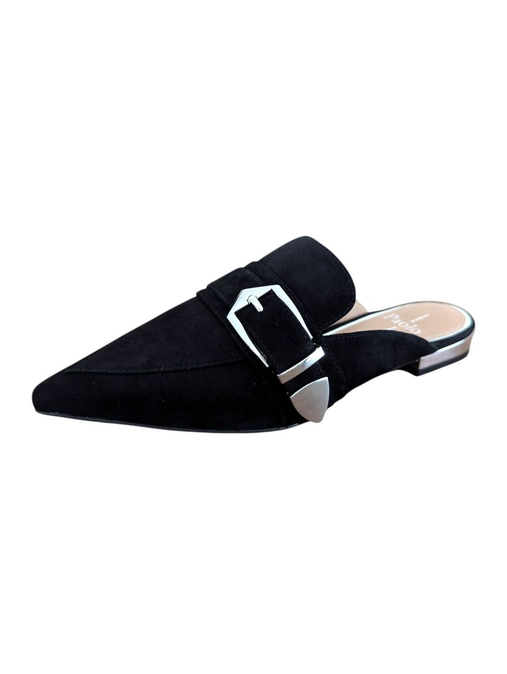 Linea Paolo Black Mule Slides Suede Pointed Toe Flats Ace Size 6M